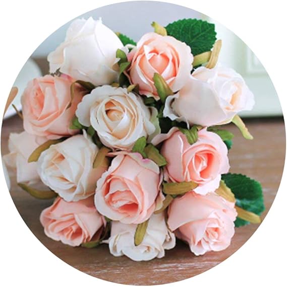 Artificial Rose Flowers Simulation Rose Wedding Bouquets Fake Floral Rose Flower Silk Flower Hand Tied Bouquet Pink