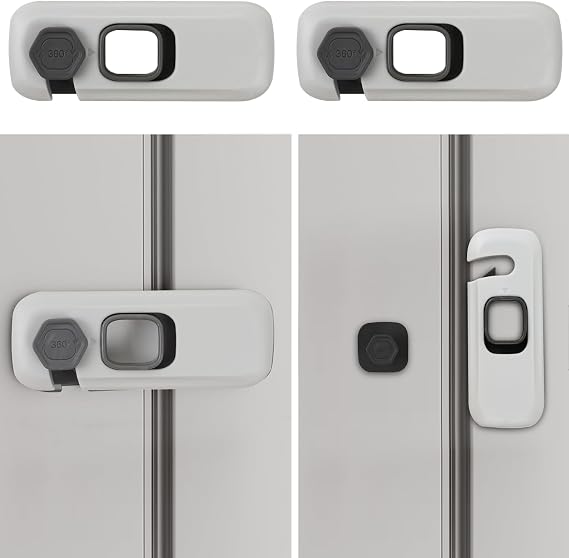 2Pack Child Proof Refrigerator Lock,Fridge Locks for Kids with Sticky Adhesive Pads,Baby Safety Locks for Fridges, Cabinets, Drawers, Double Doors and More (2 Pack)