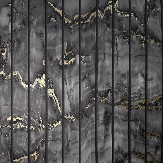 Fine Decor FD44057 Marble Slat Panel Luxury Wallpaper, Charcoal