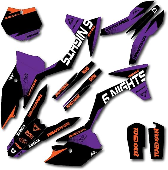 Purple & Orange Six Nights Racing Graphics Kit fits 11-12 KTM SX SXF XC XCF 125 150 200 250 300 450 Decal Sticker kit