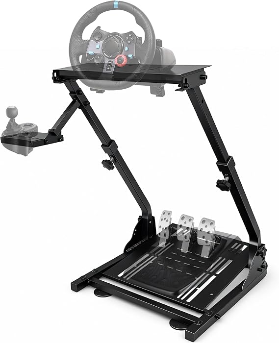 SEEVI Foldable Steering Wheel Stand, Height Adjustable Racing Wheel Stand, Wheel Stand Compatible with Logitech G25 G27 G29 G920, GT Racing Simulator Wheel Stand, Wheel Support and Pedal not Included