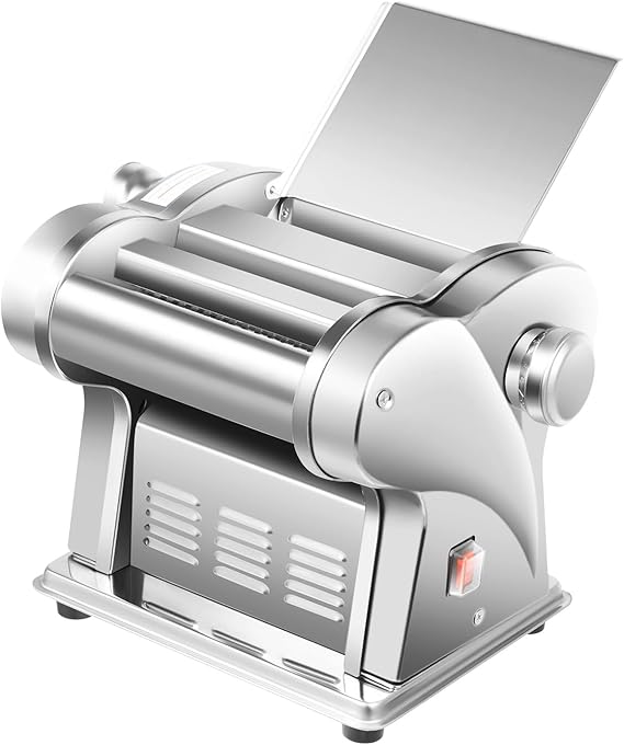 Electric Pasta Maker | 135W Stainless Steel Noodle Press 8 Thickness Levels | Automatic Noodle Skin Press Maker | 6 Gears Adjustable Thickness Dough Pressing Machine | Noodle Width: 0.07inch, 0.16In