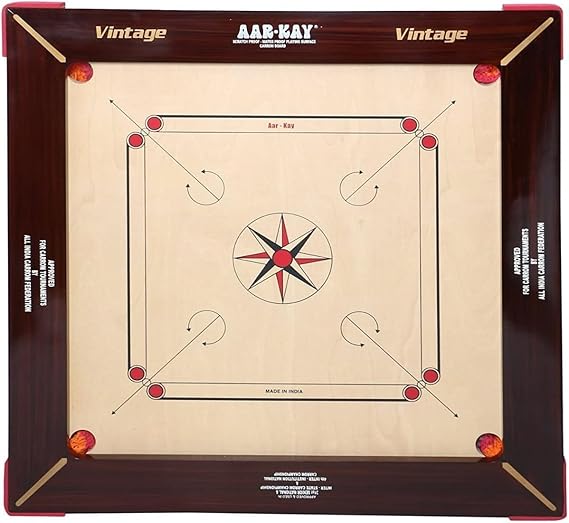 KNK AAR-Kay Carrom Board Professional Tournament-Grade, Vintage Plywood, 3-Inch Border, Smooth & Sturdy Surface Includes Striker & Coins (16 mm, Champion)