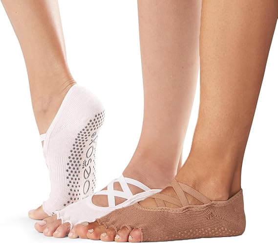 toesox Bellarina Grip Socks for Women, Half-Toe