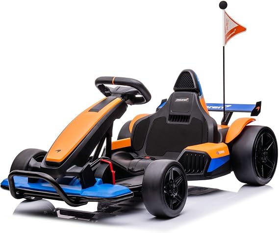 Best Ride On Cars Officially Licensed McLaren GoKart 24V for Ages 6 and Up - Electric Go Kart with Steering Wheel, Versatile Driving Modes, User-Friendly Controls, Black/Orange, Large