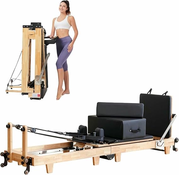 Pilates Reformer Machine, Foldable Home Pilates Reformer Adjustable Exercise Suit for Studio Gym Yoga