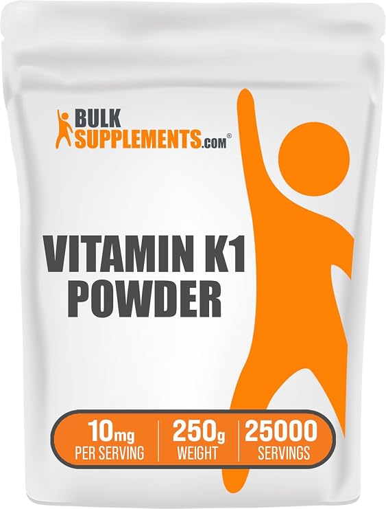 Vitamin K1 Powder - Vitamin K1 Supplement for Bone and Heart Health Support - Gluten Free, 10mg per Serving, 250g (8.8 oz) (Pack of 1)