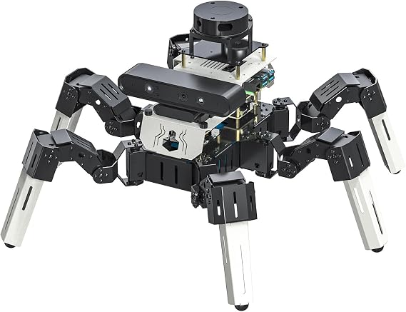 Yahboom ROS2 Robotics Programming Develop Six-Legged Robots Raspberry Pi AI Large Model Voice Module, LiDAR, Servos,Supports SLAM Mapping Navigation. (MUTO-RS A1 Ver Without Pi5)