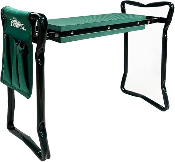 Burpee Multi-Function Garden Kneeler Seat with Padded Cushion and Detachable Tool Bag, Versatile Garden Stool with Foldable Frame, Ideal for Outdoor Gardening Enthusiasts (Green)