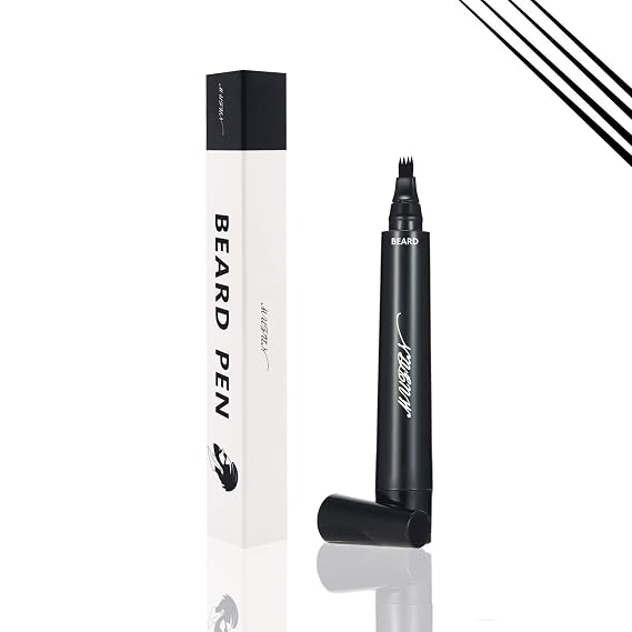 Beard Pencil Filler for Men - Sweat Proof, Water Resistance, Long Lasting & Natural Finish barber Pencil, Mustache Repair Shape (BLACK)