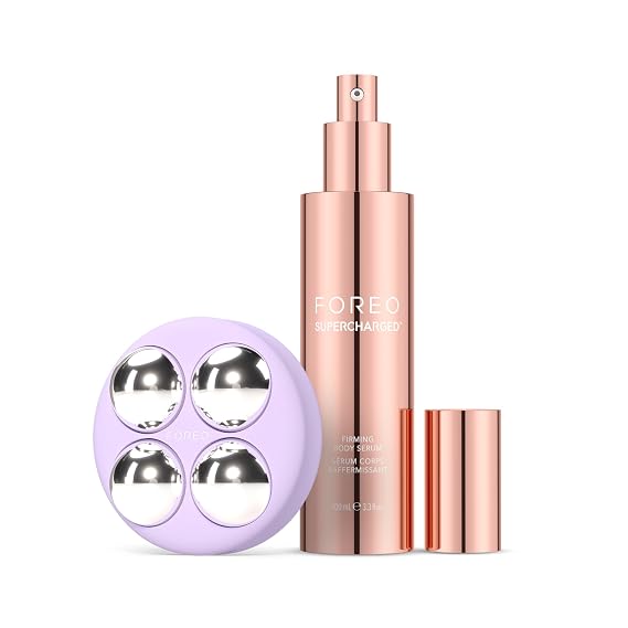 FOREO BEAR 2 Body Advanced Microcurrent Sculpting Machine + Conductive SUPERCHARGED Firming Serum - Cellulite Massager & Lymphatic Drainage - Firm, Contour & Smooth - Body Massager | microcurrent body massager, cellulite massager, lymphatic drainage, firming body serum, hyaluronic acid, toning