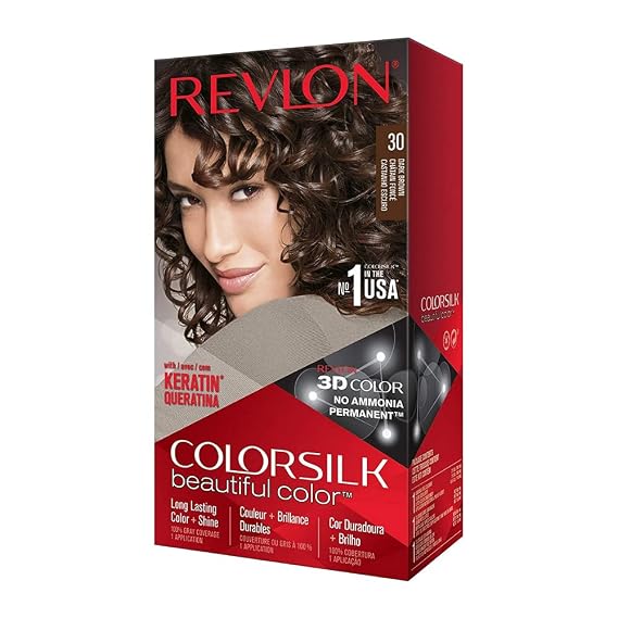 Revlon ColorSilk Permanent Color, Dark Brown 30, 2 pack