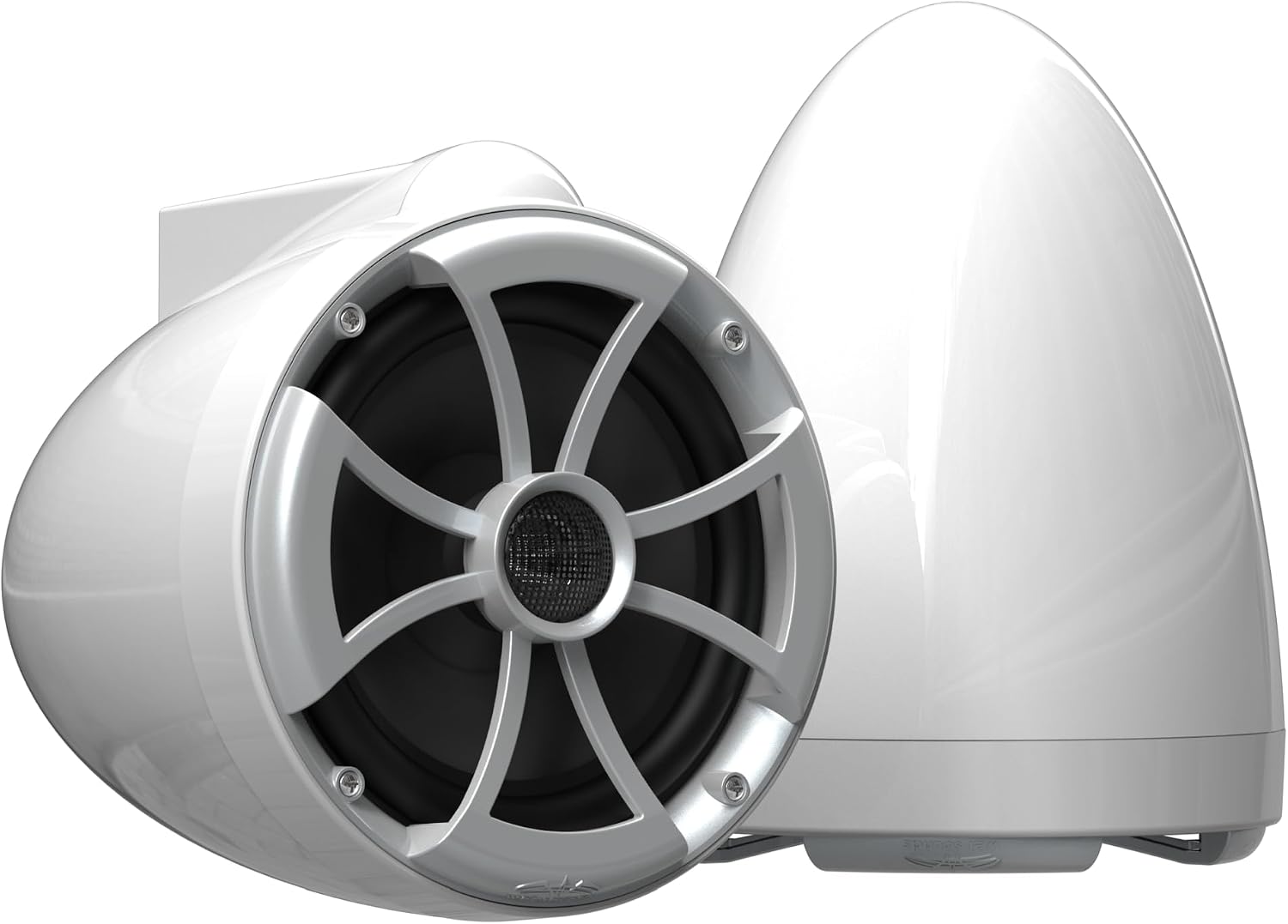 Wet Sounds ICON 8 W-SXM V2 - White ICON8 - ICON Series 8 Coaxial Tower Speakers, Pair with Stainless Swivel Base Mount Pair NO Clamps