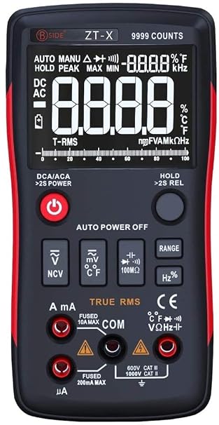 ZT-X True RMS Digital Multimeter 3-Line Triple Display 9999 Counts AC/DC Voltage Temperature Capacitance Tester DMM
