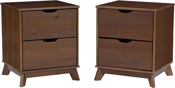 Powell Fordham Walnut Solid Wood Set of 2 Two Drawer Nightstands