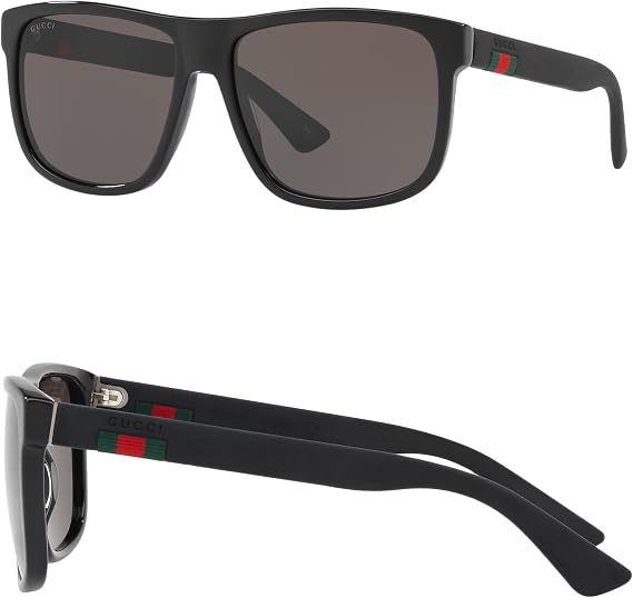 Gucci GG0010S Web Stripe Lettering Logo Sqaure Shape Sunglasses with Luxury Eyewear Kit