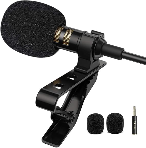 Professional Lavalier Lapel Microphone Omnidirectional Condenser Mic for iPhone Android Smartphone,Recording Mic for Youtube,Interview,Video