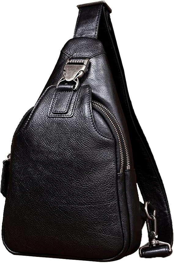 Backpack Stylish Vintage Leather Sling Bag - Versatile Chest Shoulder Backpack For Men | Convenient Cross-body Bags For Casual Day-pack | Trendy And Functional Design | Brown