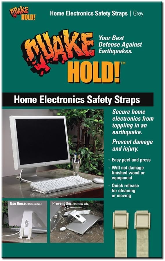 QuakeHold! 4172 Home Electronic Safety Strap, Grey