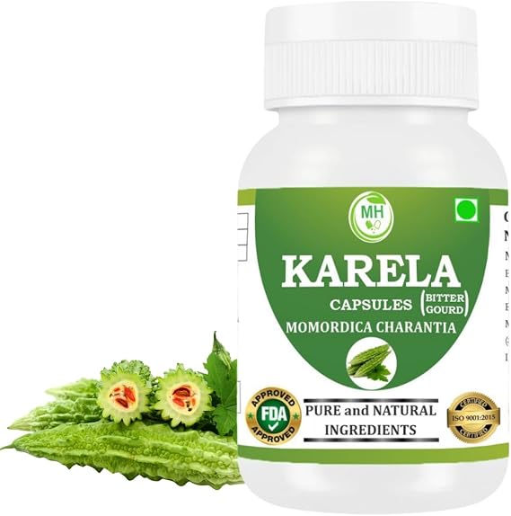 Karela Capsules 500 mg | 60 Veg Capsules | Pure Momordica charantia Extract | Ayurvedic Herbal Supplement | Plant-Based & Gluten-Free