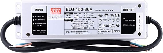Meanwell ELG-150-36A-3Y 36V 4.17A 150W Constant Voltage + Constant Current LED Driver