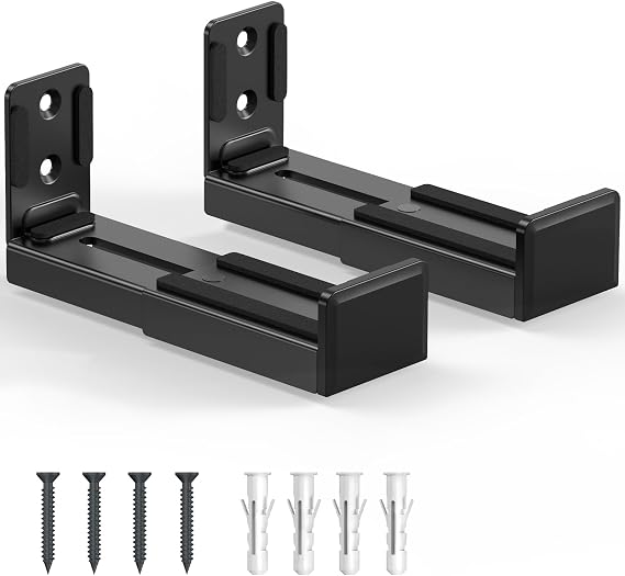 Universal Soundbar Wall Mount Bracket - Speaker Wall Mount, Adjustable Depth 9-15.4cm (3.5-6.1 Inches), Holds up to 15kg (33 lb), Sound Bar Mounting Kit, Black