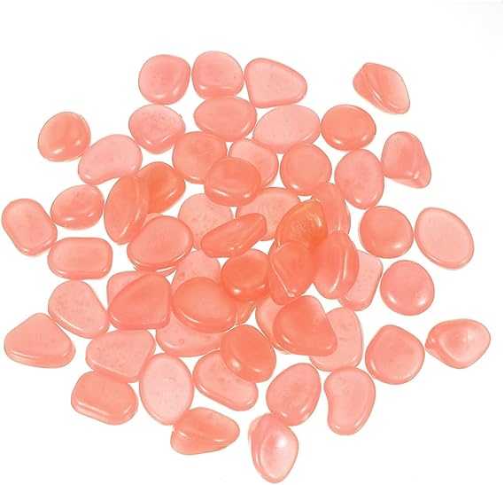 500pcs Colorful Glow Stones Glow in the Dark Stones Garden Pebbles Glitter Landscaping Garden Sidewalk Garden Decoration Aquarium Orange