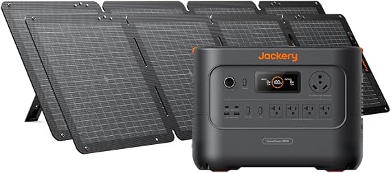Jackery HomePower 3000 Portable Power Station with 2x 100W Solar Panels, 3600W (Surge 7200W) Output, 3072Wh LFP Battery Solar Generator, Essential Backup for Home Use, Power Outage, RV, Emergencies