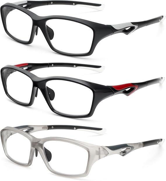 3 Pack Rectangular Reading Glasses for Women Men, Oversized Fashion Lightweight Blue Light Blocking Computer Readers