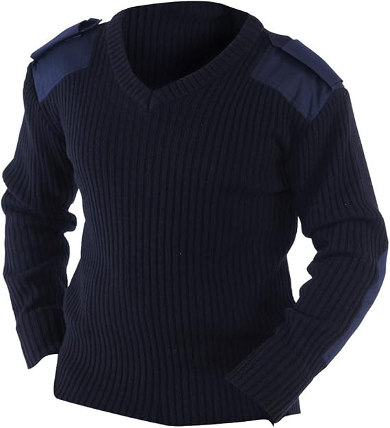 Yoko Mens V-Neck NATO Security Sweater/Workwear (L) (Navy Blue)
