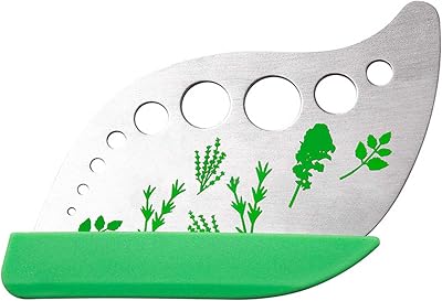 Herb Stripper Tool with 9 Sizing Holes Food-Grade Stainless Steel Leaf Remover for Cooking, Compact Kitchen Gadget with Blade & Safety Cover for collards parsley cilantro goji