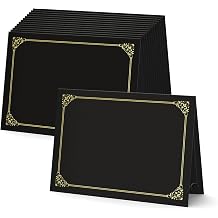 30-Packs Certificate Holders, Black Certificate Covers, Diploma Holders, Certificate Folders with Gold Foil Border for Letter Size 8.5" x 11" Certificates, Award, Documents, Diploma Cover
