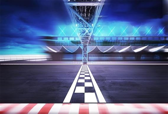 AOFOTO 5x3ft Finish Line Race Track Backdrop Motor Car Racing Auto Motorsport Motion Stadium Arena Road Photography Background Champion Sport Competition Boy Men Birthday Party Photo Studio Props