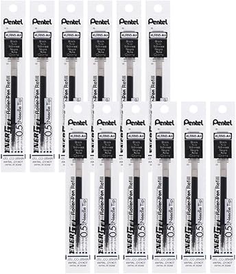 Pentel Refill Ink for EnerGel Liquid Gel Pen, 0.5mm, Fine Line, Needle Tip, Black Ink, Box of 12 LRN5-A