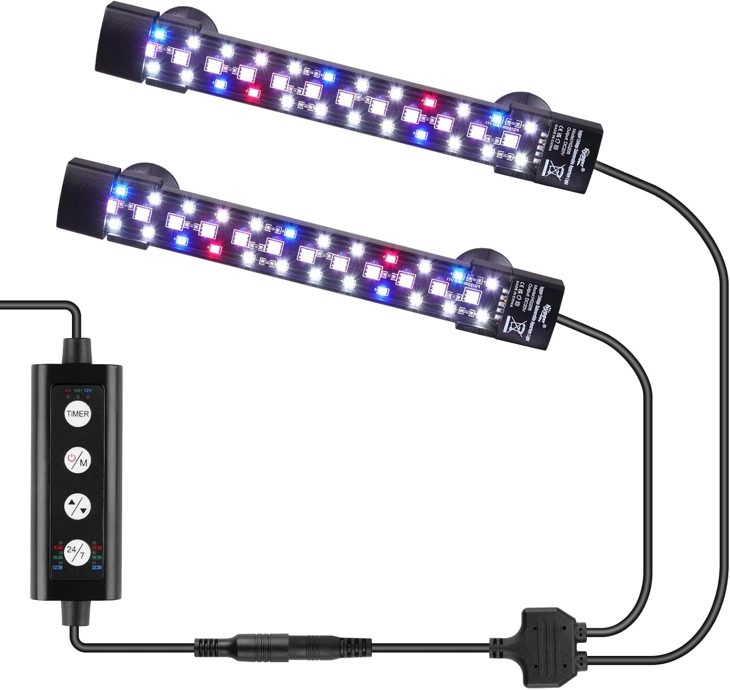 hygger Dual Channel Submersible Aquarium Light,12W Fish Tank LED Light with 3 Rows Beads 7 Colors and Adjustable Brightness for 15-60L Aquariums2 [Energy Class E]