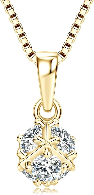 LITTLE FOREST Moissanite Necklaces for Women Solitaire Pendant
