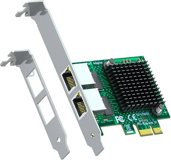 GLOTRENDS LE8202 Gigabit Network Card,PCIE Ethernet Adapter with 2 RJ45 Ports for Soft Router,NAS Link Aggregation,Network Isolation,etc