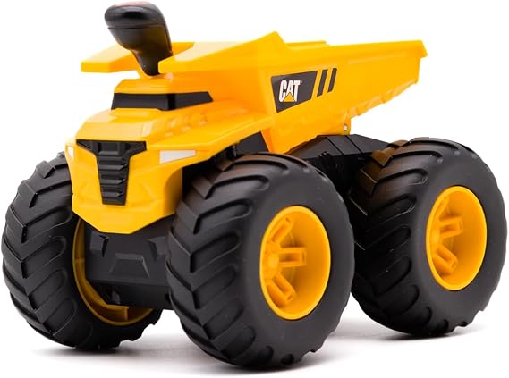 CAT Construction Toys, Tough Treads Dump Truck - 7” All-Terrain Vehicle with 4-Wheel Drive, Interactive Lever, and Real Dump Bed, Ages 5+