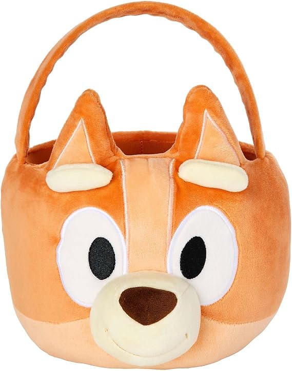 Spirit Halloween Bluey Bingo Treat Basket, Officially Licensed, Plush Trick 'r Treat Bucket, Unisex Adult, One Size Fits Most Standard, Multicolor
