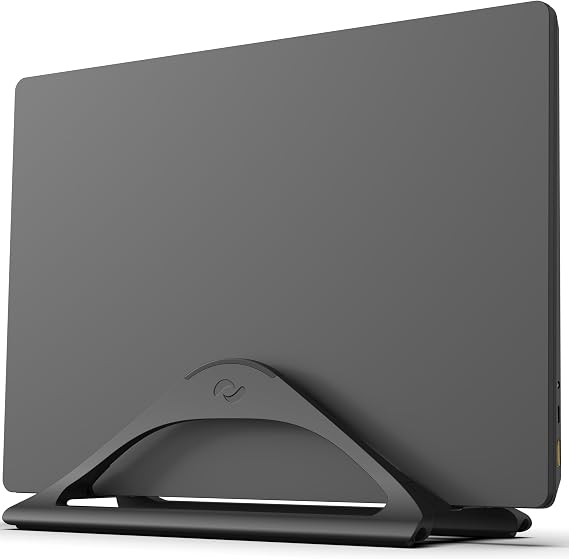 HumanCentric Vertical Laptop Stand for Desks Adjustable Matte Black MacBook