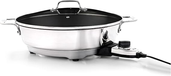 All-Clad Electrics Stainless Steel and Nonstick Surface Skillet 7 Quart 1800 Watts Temp Control, Cookware, Pots and Pans, Oven, Broil, Dishwasher Safe