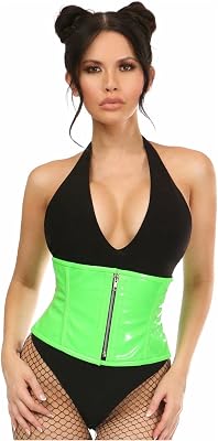 Daisy corsets womens Top Drawer Neon Green Patent Steel Boned Mini Cincher