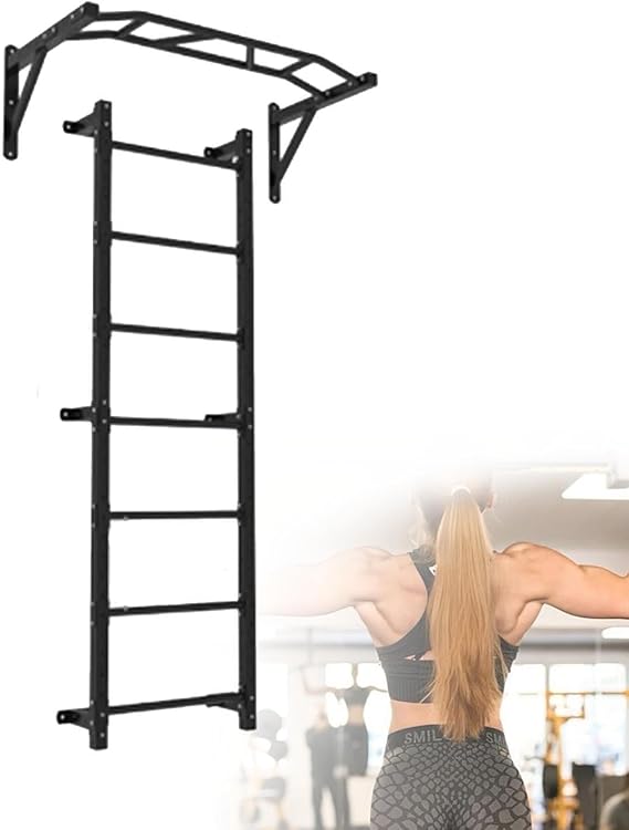 Wall-Mounted Pull Up Bar with Ladder, Strength Training Pull-Up Bars,Physical Therapy for Stretching and Various Exercises,Pull-Up Bar for Gym Home and School Training,A