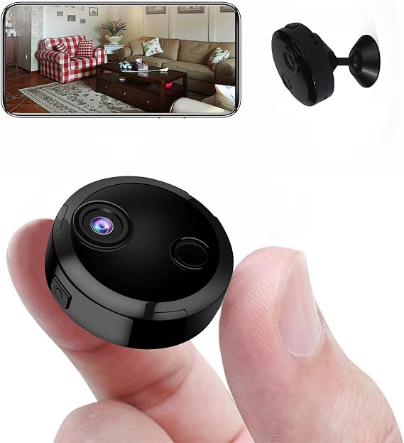 Mini WiFi Spy Camera 1080P Video Recording Live Feed, Wireless Hidden Spy Cam Nanny Camera/Auto Night Vision/No Light Night Vision/Motion Activated Alarm(2023 New Upgraded Phone APP)
