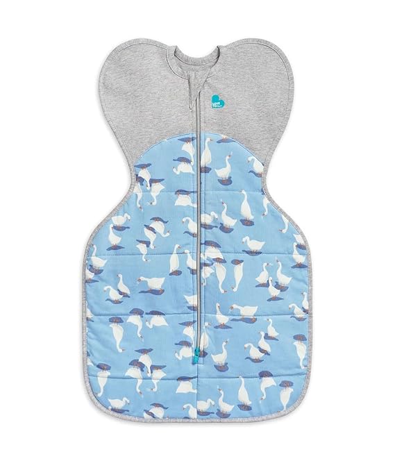 Love to Dream Warm Swaddle UP 2.5 TOG Baby Sleep Sack for Autumn & Winter | Arms Up Position for Self-Soothing, Secure Fit Calms Startle Reflex | Small 8-13 lbs, Dusty Blue Silly Goose