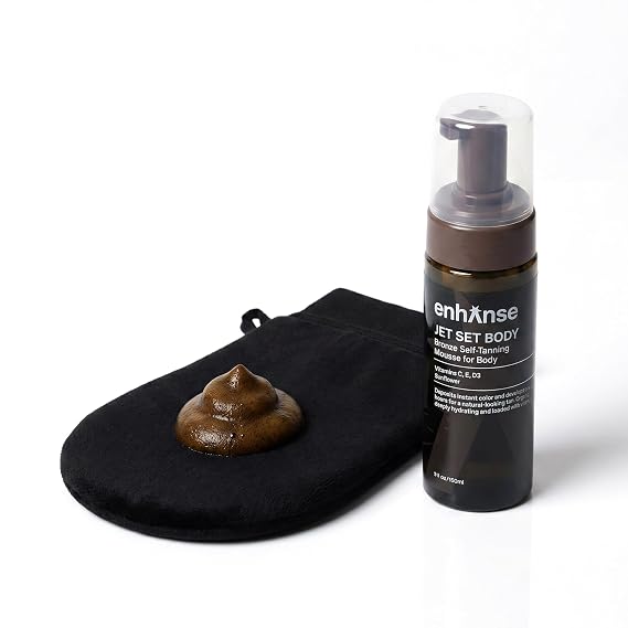 Jet Set Body Express Self Tanner Mousse & Mitt for Men, 5 Fl Oz