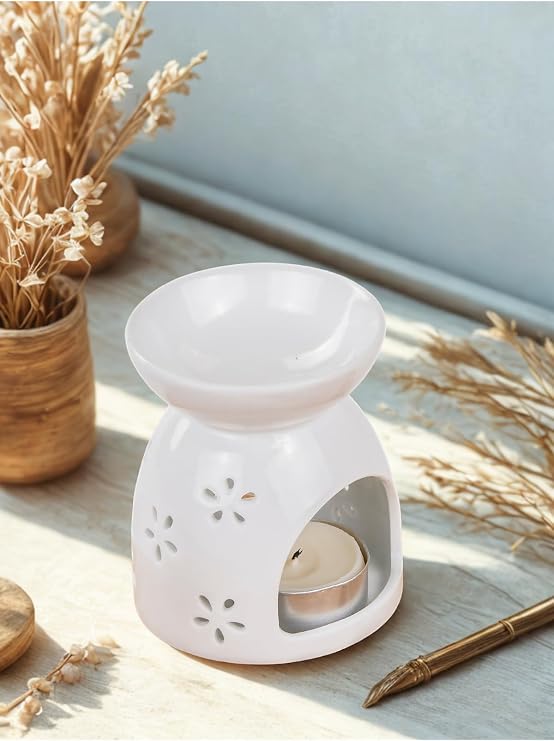 Mukko Home Love Yazılı Kalpli Beyaz Porselen Buhurdanlık - Aromaterapi Ve Dekoratif Mumluk,Beyaz