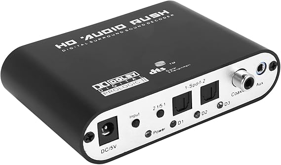 5.1 CH Audio Decoder SPDIF Coaxial to DTS AC3 Digital to 5.1 Amplifier Analog Converter for ,DVD Player,, black, 196216