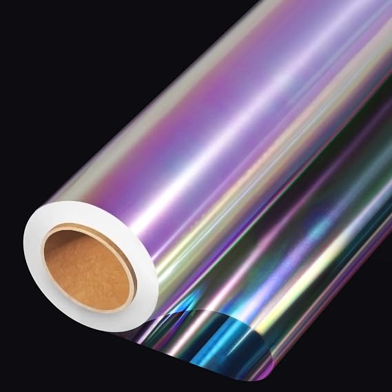 JOYIT 35 in x 50 ft Iridescent Cellophane Wrap Roll Iridescent Cellophane Roll, Rainbow Wrapping Paper for Flower Gift Baskets Wrap DIY Wrapping (35" fold into 17.5")