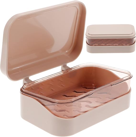 DOITOOL Soap Holder with Lid Bar Soap Container and Saver for Bathroom Kitchen Sink Shower Bathtub Flip Box with Drainage 5.31 X 3.54 X 1.96 in Pink